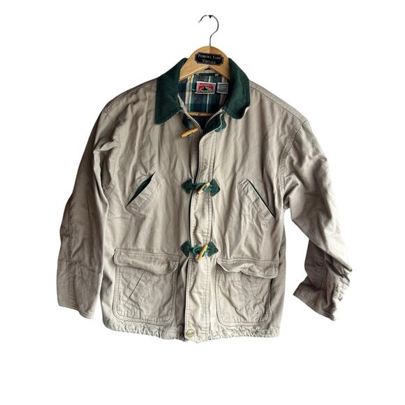 VTG 90s Mickey Inc Kids size L 8/10 Winnie Pooh Khaki Flannel Button Up Jacket - Picture 2 of 14